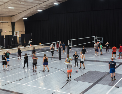 two adult volleyball games